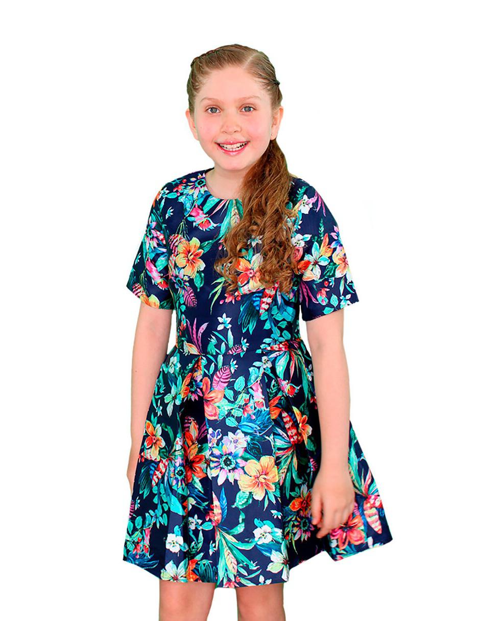 Vestido manga regular para niña