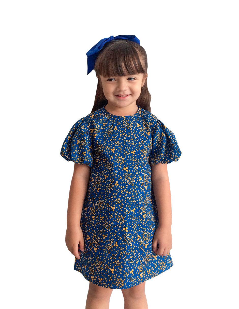 Vestido manga globo para niña