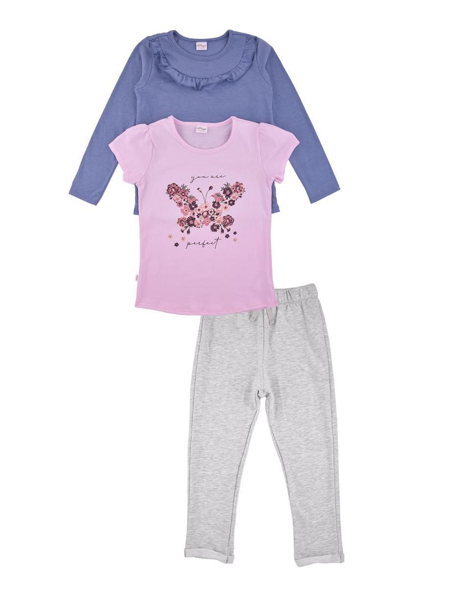 Conjunto pants Baby Creysi de algodon para nina 3 piezas Liverpool